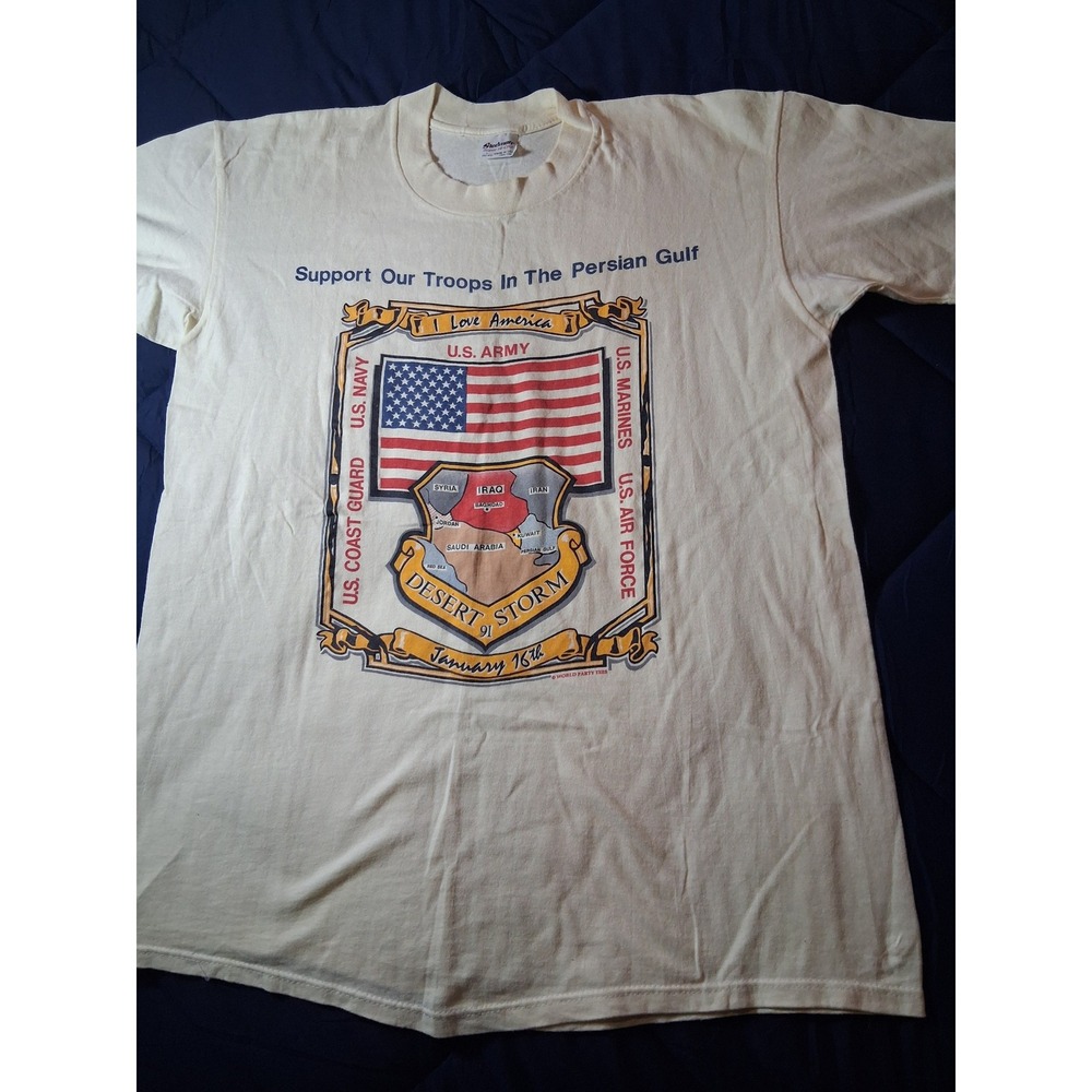 Vintage 1991 Desert Storm T-Shirt Mens Large Stedman Single Stitch Persian Gulf